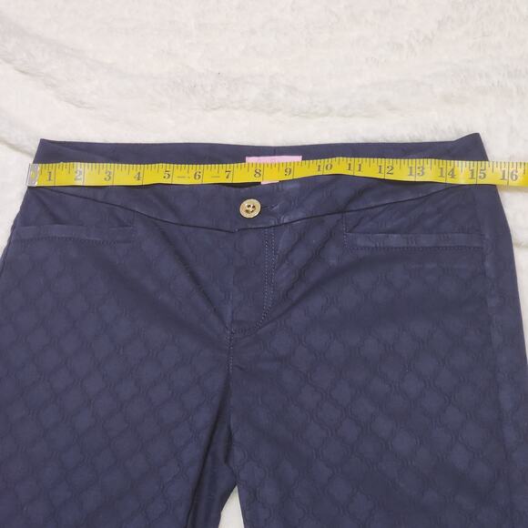 Lilly Pulitzer Kelly Skinny Jacquard Stretchy Ankle Pant, Midnight Navy Blue, 4 - Picture 4 of 7